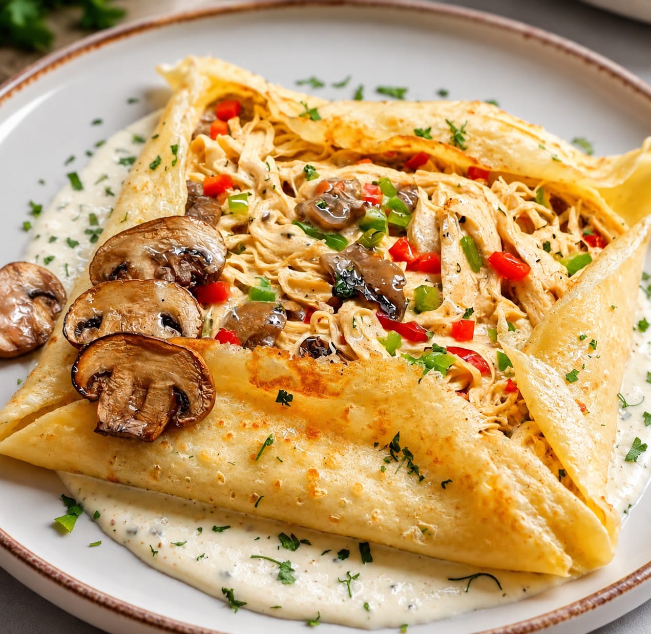 Crepe de Pollo con Champiñones